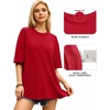 image:imageMANGOPOP Womens Oversized T Shirts Short Sleeve Crewneck Loose Fit Tops Summer Basic Gym Workout ClothesShort Sleeve Red