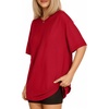 image:imageMANGOPOP Womens Oversized T Shirts Short Sleeve Crewneck Loose Fit Tops Summer Basic Gym Workout ClothesShort Sleeve Red