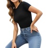 image:imageMANGOPOP Womens Round Neck Short Sleeve Bodysuit T Shirts Basic Body Suit TopsA1short Sleeve Black