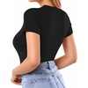 image:imageMANGOPOP Womens Round Neck Short Sleeve Bodysuit T Shirts Basic Body Suit TopsA1short Sleeve Black