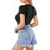 image:imageMANGOPOP Womens Round Neck Short Sleeve Bodysuit T Shirts Basic Body Suit TopsA2short Sleeve Black