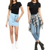 image:imageMANGOPOP Womens Round Neck Short Sleeve Bodysuit T Shirts Basic Body Suit TopsA2short Sleeve Black