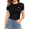 image:imageMANGOPOP Womens Round Neck Short Sleeve Bodysuit T Shirts Basic Body Suit TopsA3short Sleeve Black