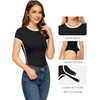 image:imageMANGOPOP Womens Round Neck Short Sleeve Bodysuit T Shirts Basic Body Suit TopsBblack