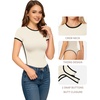 image:imageMANGOPOP Womens Round Neck Short Sleeve Bodysuit T Shirts Basic Body Suit TopsBcreamy White