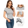 image:imageMANGOPOP Womens Round Neck Short Sleeve Bodysuit T Shirts Basic Body Suit TopsBheather Grey