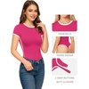 image:imageMANGOPOP Womens Round Neck Short Sleeve Bodysuit T Shirts Basic Body Suit TopsBrose Pink