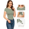 image:imageMANGOPOP Womens Round Neck Short Sleeve Bodysuit T Shirts Basic Body Suit TopsBsage Green