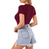 image:imageMANGOPOP Womens Round Neck Short Sleeve Bodysuit T Shirts Basic Body Suit TopsBshort Sleeve Burgundy