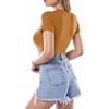 image:imageMANGOPOP Womens Round Neck Short Sleeve Bodysuit T Shirts Basic Body Suit TopsBshort Sleeve Camel