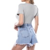 image:imageMANGOPOP Womens Round Neck Short Sleeve Bodysuit T Shirts Basic Body Suit TopsBshort Sleeve Light Heather Grey