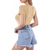 image:imageMANGOPOP Womens Round Neck Short Sleeve Bodysuit T Shirts Basic Body Suit TopsBshort Sleeve Mocha