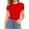 image:imageMANGOPOP Womens Round Neck Short Sleeve Bodysuit T Shirts Basic Body Suit TopsBshort Sleeve Red