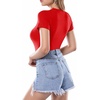 image:imageMANGOPOP Womens Round Neck Short Sleeve Bodysuit T Shirts Basic Body Suit TopsBshort Sleeve Red