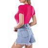 image:imageMANGOPOP Womens Round Neck Short Sleeve Bodysuit T Shirts Basic Body Suit TopsBshort Sleeve Rose Pink