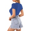 image:imageMANGOPOP Womens Round Neck Short Sleeve Bodysuit T Shirts Basic Body Suit TopsBshort Sleeve Royal Blue