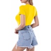 image:imageMANGOPOP Womens Round Neck Short Sleeve Bodysuit T Shirts Basic Body Suit TopsBshort Sleeve Yellow