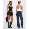 image:imageMANGOPOP Womens Scoop Neck Open TBack Cami Bodysuit Sleeveless Backless Thong Tank Top Body suits Going Out Tops 202601 Black