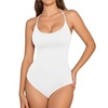 image:imageMANGOPOP Womens Scoop Neck Open TBack Cami Bodysuit Sleeveless Backless Thong Tank Top Body suits Going Out Tops 202602 White