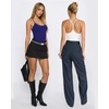 image:imageMANGOPOP Womens Scoop Neck Open TBack Cami Bodysuit Sleeveless Backless Thong Tank Top Body suits Going Out Tops 2026Deep Blue