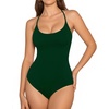image:imageMANGOPOP Womens Scoop Neck Open TBack Cami Bodysuit Sleeveless Backless Thong Tank Top Body suits Going Out Tops 2026Deep Green