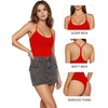 image:imageMANGOPOP Womens Scoop Neck Open TBack Cami Bodysuit Sleeveless Backless Thong Tank Top Body suits Going Out Tops 2026Red