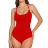 image:imageMANGOPOP Womens Scoop Neck Open TBack Cami Bodysuit Sleeveless Backless Thong Tank Top Body suits Going Out Tops 2026Red