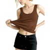 image:imageMANGOPOP Womens Scoop Neck Tank Top Double Lined Sleeveless Tops for Women Casual Basic Slim Summer Outfits 2026Brown