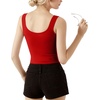 image:imageMANGOPOP Womens Scoop Neck Tank Top Double Lined Sleeveless Tops for Women Casual Basic Slim Summer Outfits 2026Red