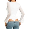 image:imageMANGOPOP Womens Square Neck Bell Sleeve Bodysuit Mesh Double Lined Body Suits Trend Going Out Tops Fall Outfits 2025A02 White