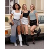 image:imageMANGOPOP Womens Square Neck Short Sleeve Long Sleeve Bodysuit Sexy Body Suits Shirt Slim Fitted Tops04 Elephant Grey Short Sleeve