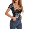 image:imageMANGOPOP Womens Square Neck Short Sleeve Long Sleeve Bodysuit Sexy Body Suits Shirt Slim Fitted Tops04 Little Daisy Short Sleeve