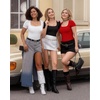 image:imageMANGOPOP Womens Square Neck Short Sleeve Long Sleeve Bodysuit Sexy Body Suits Shirt Slim Fitted Tops04 Red Short Sleeve