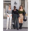 image:imageMANGOPOP Womens Square Neck Short Sleeve Long Sleeve Bodysuit Sexy Body Suits Shirt Slim Fitted Tops05 Army Green Long Sleeve