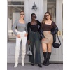 image:imageMANGOPOP Womens Square Neck Short Sleeve Long Sleeve Bodysuit Sexy Body Suits Shirt Slim Fitted Tops05 Light Heather Grey Long Sleeve