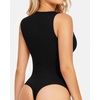 image:imageMANGOPOP Womens Square Neck Tank Top Bodysuit Sexy Double Lined Sleeveless Thong Body Suits Going Out Tops01 Sleeveless Black
