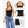 image:imageMANGOPOP Womens Square Neck Tank Top Bodysuit Sexy Double Lined Sleeveless Thong Body Suits Going Out Tops01 Sleeveless Black