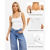 image:imageMANGOPOP Womens Square Neck Tank Top Bodysuit Sexy Double Lined Sleeveless Thong Body Suits Going Out Tops01 Sleeveless White