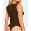 image:imageMANGOPOP Womens Square Neck Tank Top Bodysuit Sexy Double Lined Sleeveless Thong Body Suits Going Out Tops03 Sleeveless Coffee