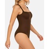 image:imageMANGOPOP Womens Square Neck Tank Top Bodysuit Sexy Double Lined Sleeveless Thong Body Suits Going Out Tops03 Sleeveless Coffee