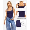 image:imageMANGOPOP Womens Square Neck Tank Top Bodysuit Sexy Double Lined Sleeveless Thong Body Suits Going Out Tops03 Sleeveless Deep Blue