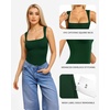 image:imageMANGOPOP Womens Square Neck Tank Top Bodysuit Sexy Double Lined Sleeveless Thong Body Suits Going Out Tops03 Sleeveless Deep Green