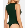image:imageMANGOPOP Womens Square Neck Tank Top Bodysuit Sexy Double Lined Sleeveless Thong Body Suits Going Out Tops03 Sleeveless Deep Green