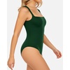 image:imageMANGOPOP Womens Square Neck Tank Top Bodysuit Sexy Double Lined Sleeveless Thong Body Suits Going Out Tops03 Sleeveless Deep Green