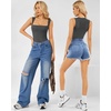 image:imageMANGOPOP Womens Square Neck Tank Top Bodysuit Sexy Double Lined Sleeveless Thong Body Suits Going Out Tops03 Sleeveless Deep Grey