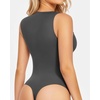image:imageMANGOPOP Womens Square Neck Tank Top Bodysuit Sexy Double Lined Sleeveless Thong Body Suits Going Out Tops03 Sleeveless Deep Grey