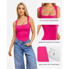 image:imageMANGOPOP Womens Square Neck Tank Top Bodysuit Sexy Double Lined Sleeveless Thong Body Suits Going Out Tops03 Sleeveless Hot Pink
