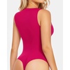 image:imageMANGOPOP Womens Square Neck Tank Top Bodysuit Sexy Double Lined Sleeveless Thong Body Suits Going Out Tops03 Sleeveless Hot Pink