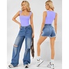 image:imageMANGOPOP Womens Square Neck Tank Top Bodysuit Sexy Double Lined Sleeveless Thong Body Suits Going Out Tops03 Sleeveless Very Peri