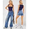 image:imageMANGOPOP Womens Square Neck Tank Top Bodysuit Sexy Double Lined Sleeveless Thong Body Suits Going Out TopsSleeveless Deep Blue